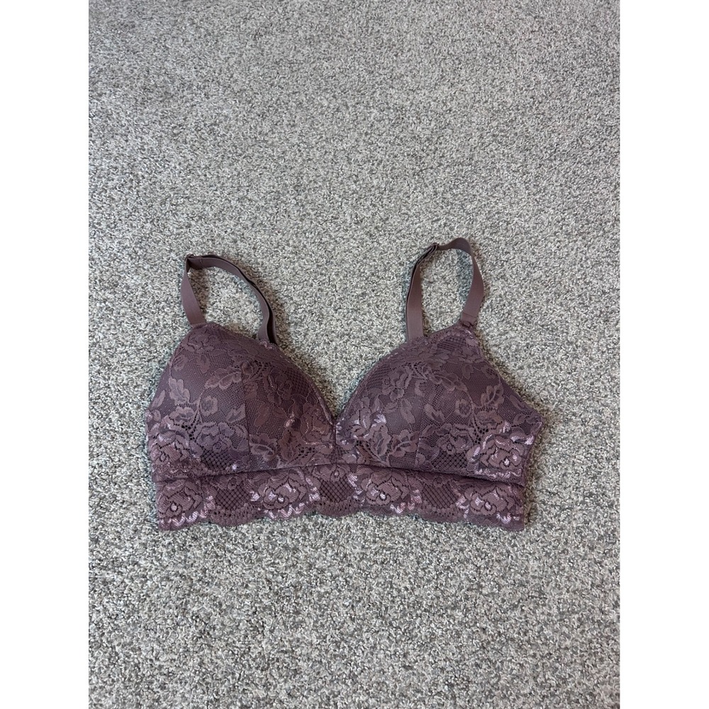 Kindred Bravely Lace‎ Nursing Bra Mauve Floral Shimmer Maternity Bralette Medium